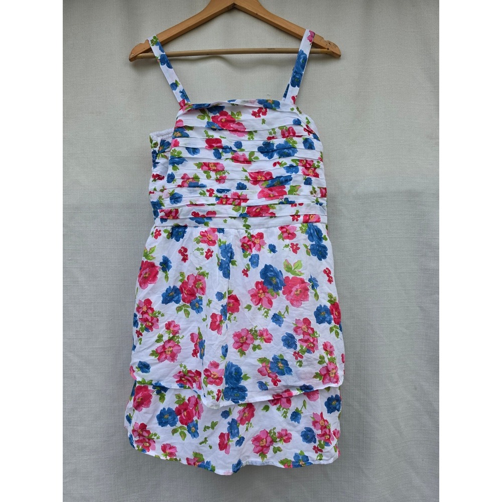 Abercrombie Kids Floral Smocked Tiered Sun Dress White Pink Blue Size 17/18 NWT